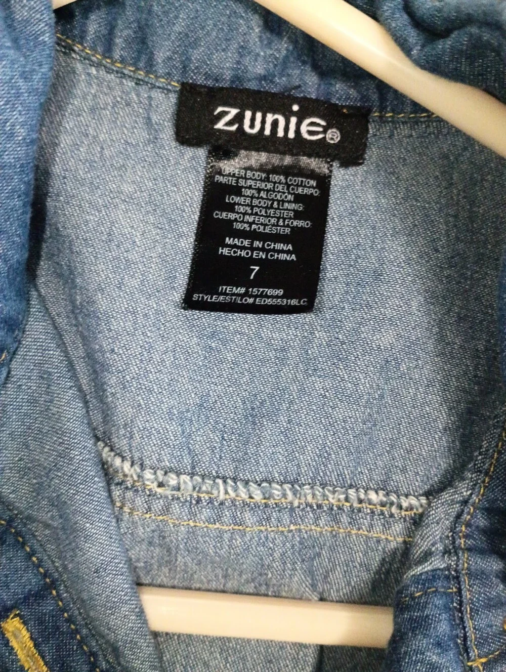 Zunie Denim Bodice Tulle Dress in Blue and Pink-Purple Ombre